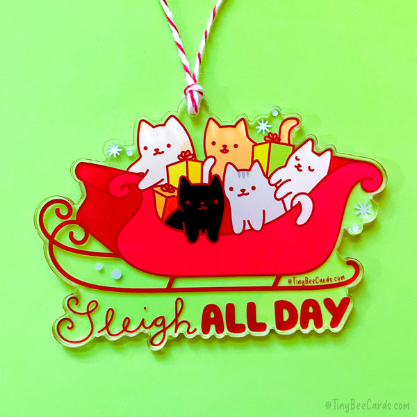 Cats Christmas Ornament "Sleigh All Day"