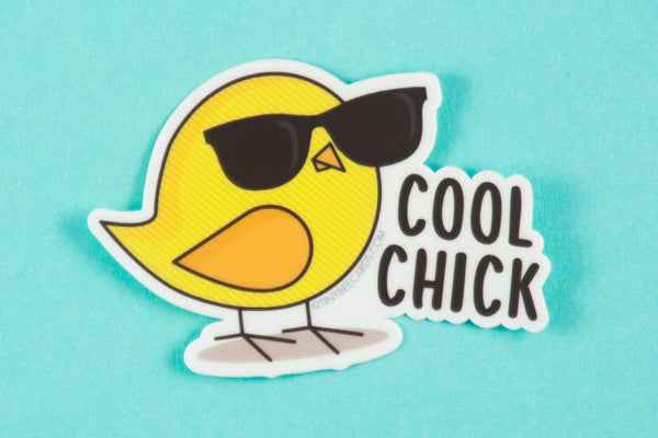 Funny Vinyl Sticker "Cool Chick"-Vinyl Sticker-TinyBeeCards