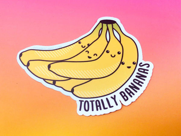 Bananas Vinyl Sticker "Totally Bananas"-Vinyl Sticker-TinyBeeCards