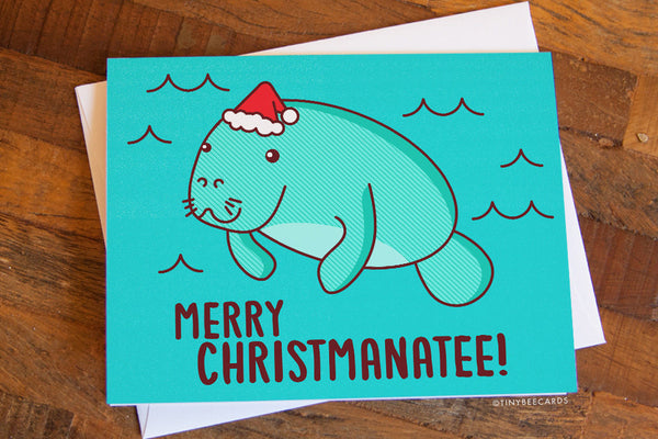 Funny Manatee Christmas Card "Merry Christmanatee"