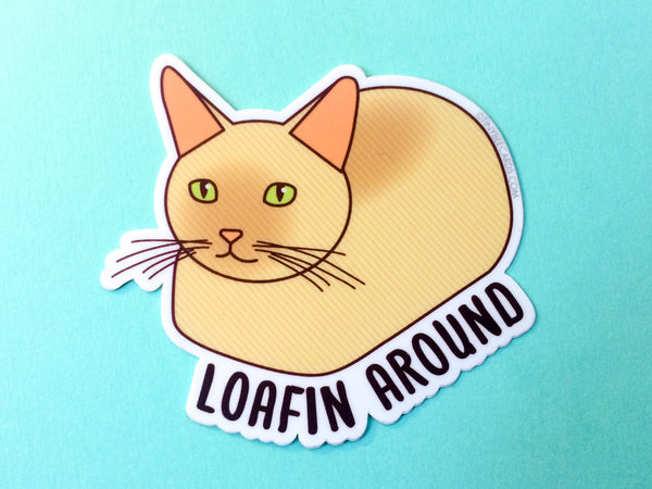 Cat Vinyl Sticker "Loafin Around"-Vinyl Sticker-TinyBeeCards