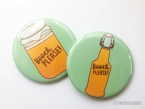 Kombucha Magnet, Pin, or Pocket Mirror "Booch, Please!"-Button-TinyBeeCards
