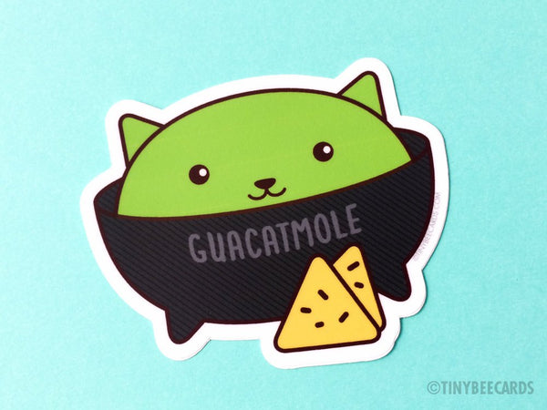Guacamole Cat Vinyl Sticker "Guacatmole"-Vinyl Sticker-TinyBeeCards