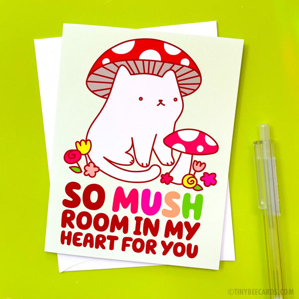Mushroom Cat Love Anniversary or Valentines Day Cat Lover Card