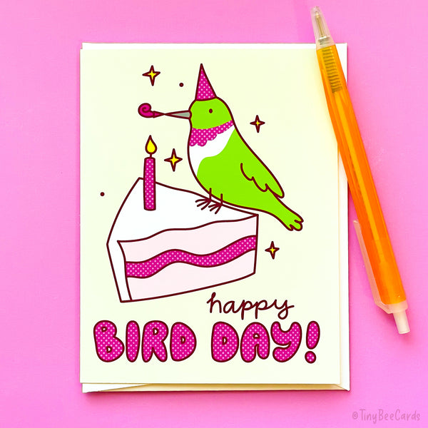 Hummingbird Birthday Card "Happy Bird-Day"