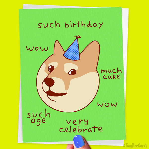 Funny Doge Shiba Inu Meme Birthday Card "Such Birthday"
