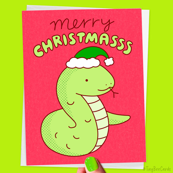 Cute Snake Christmas Card "Merry Christmasss"
