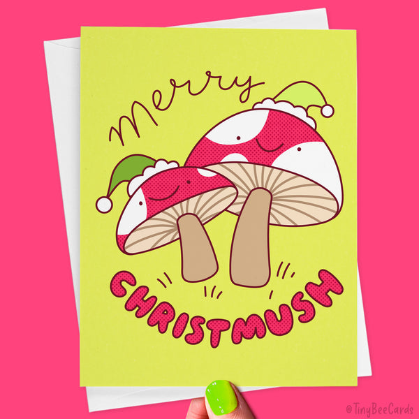Mushroom Christmas Card "Merry Christ-mush!"