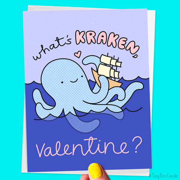 Cryptid Valentine Card "What's Kraken?"