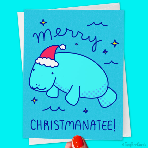 Funny Manatee Christmas Card "Merry Christmanatee"