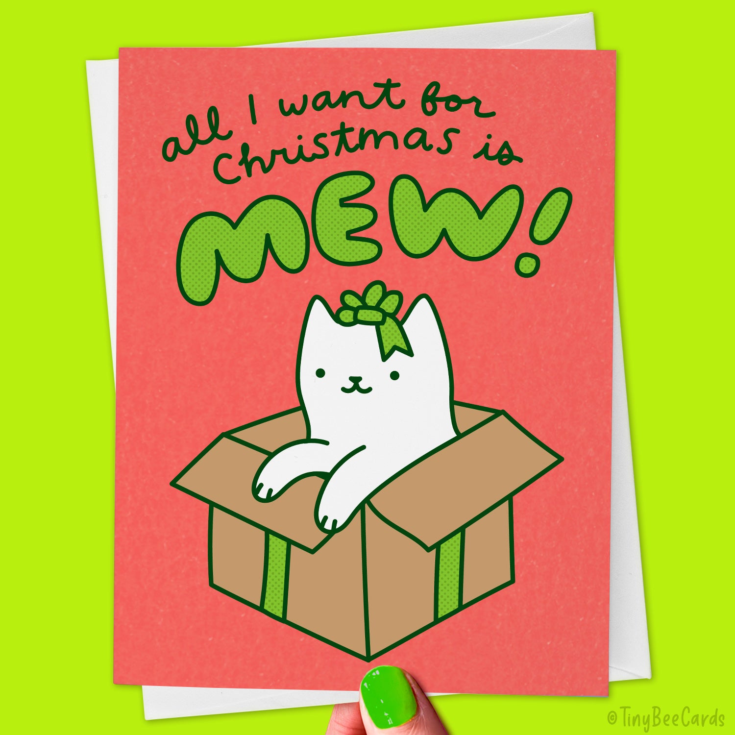 Cat Christmas Card "All I Want for Christmas is Mew"