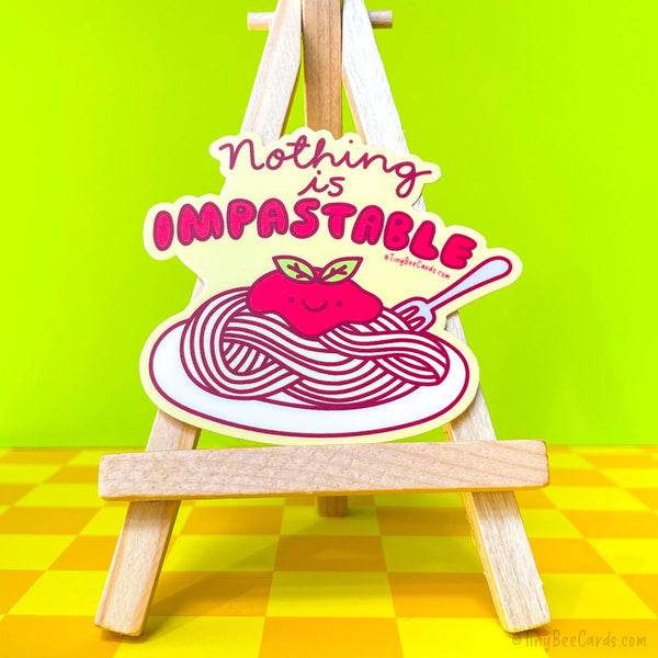 Pasta Vinyl Sticker "Nothing is Impastable" - Italian Food, Spaghetti Illustration, Foodie Decal for Laptop Water Bottle Planner