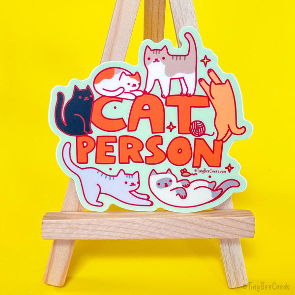 Cat Person Vinyl Sticker, Gift for Cat Lovers, Waterbottle Laptop or Tumbler Decal