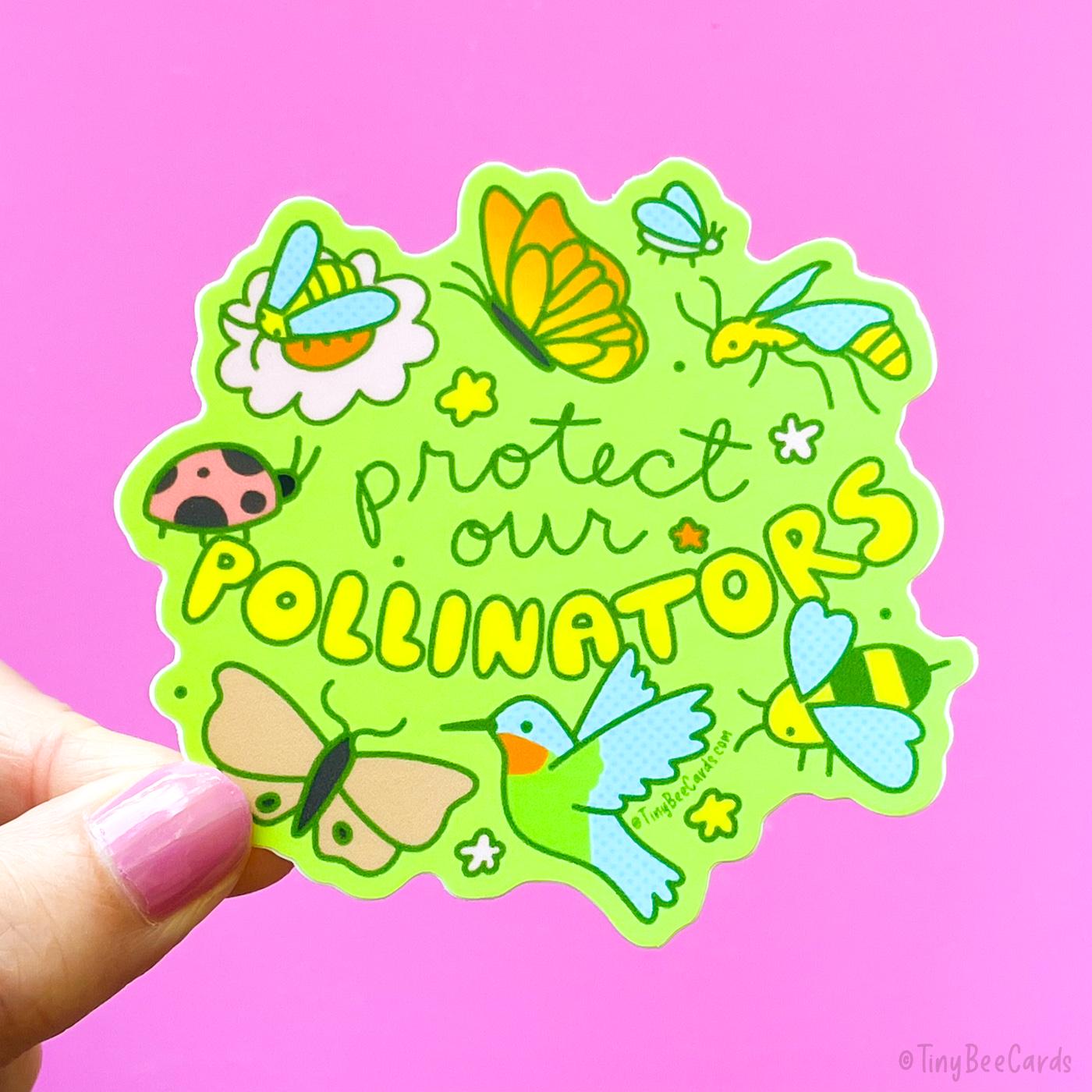 Protect our Pollinatorss Vinyl Sticker, Butterflies Bugs Bees and Hummingbirds Nature Decal