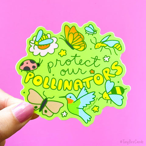 Protect our Pollinatorss Vinyl Sticker, Butterflies Bugs Bees and Hummingbirds Nature Decal