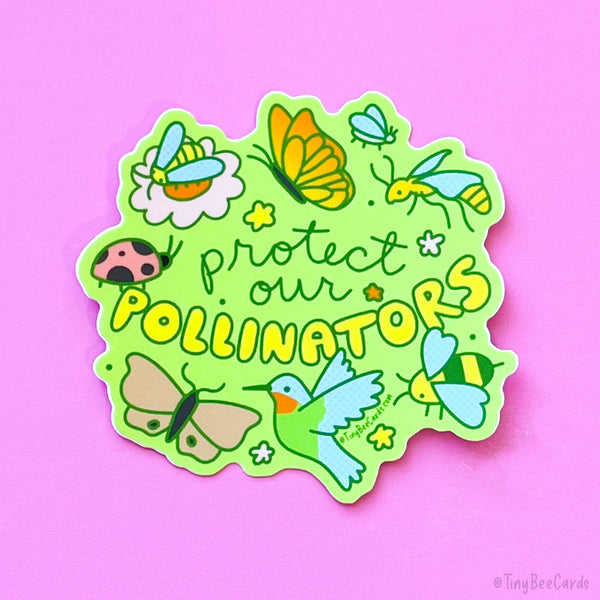 Protect our Pollinatorss Vinyl Sticker, Butterflies Bugs Bees and Hummingbirds Nature Decal