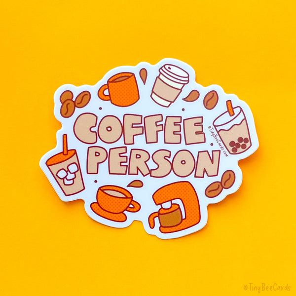 Coffee Person Vinyl Sticker, Gift for Coffee Lover, Hot Iced Boba Drip Latte Etc, Water Bottle Mug or Tumbler Decal