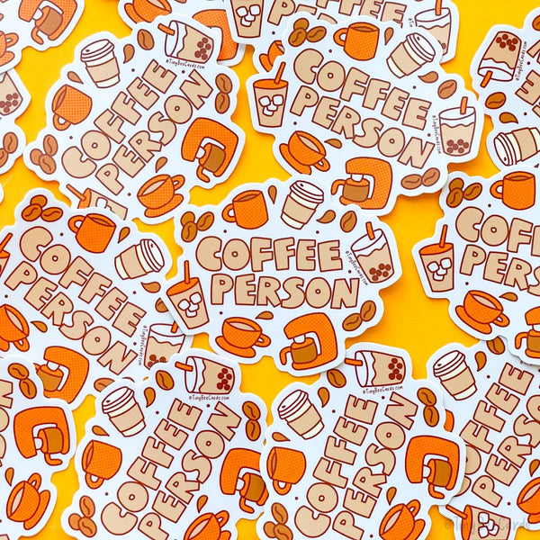 Coffee Person Vinyl Sticker, Gift for Coffee Lover, Hot Iced Boba Drip Latte Etc, Water Bottle Mug or Tumbler Decal