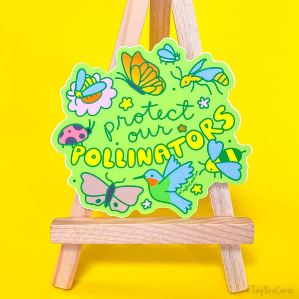 Protect our Pollinatorss Vinyl Sticker, Butterflies Bugs Bees and Hummingbirds Nature Decal