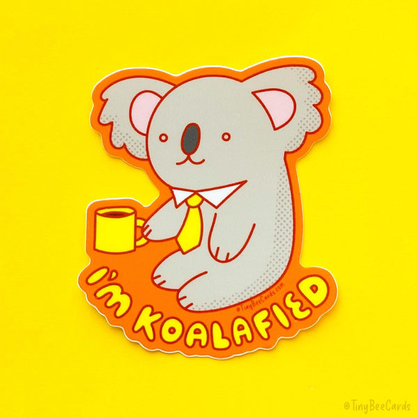 Business Koala Vinyl Sticker "I'm Koalafied" Funny Animal Lover Water Bottle Laptop Decal