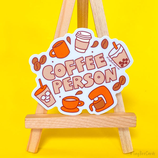 Coffee Person Vinyl Sticker, Gift for Coffee Lover, Hot Iced Boba Drip Latte Etc, Water Bottle Mug or Tumbler Decal