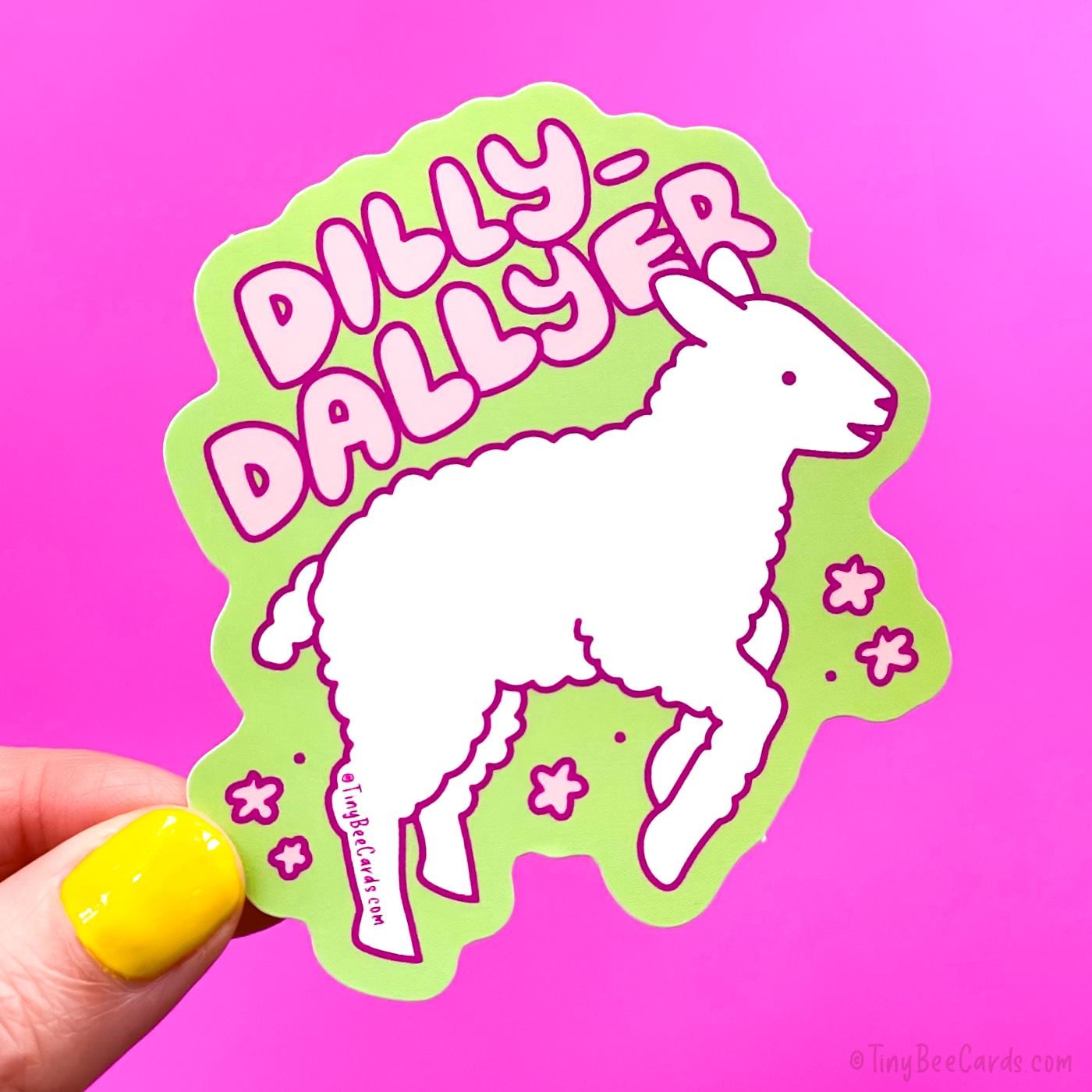 Dilly Dallyer Lamb Vinyl Sticker - Funny Cute Animals, ADHD or Procrastination Water Bottle Decal