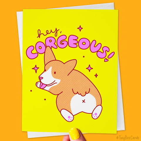 Funny Anniversary or Love Card "Hey Corgeous!"