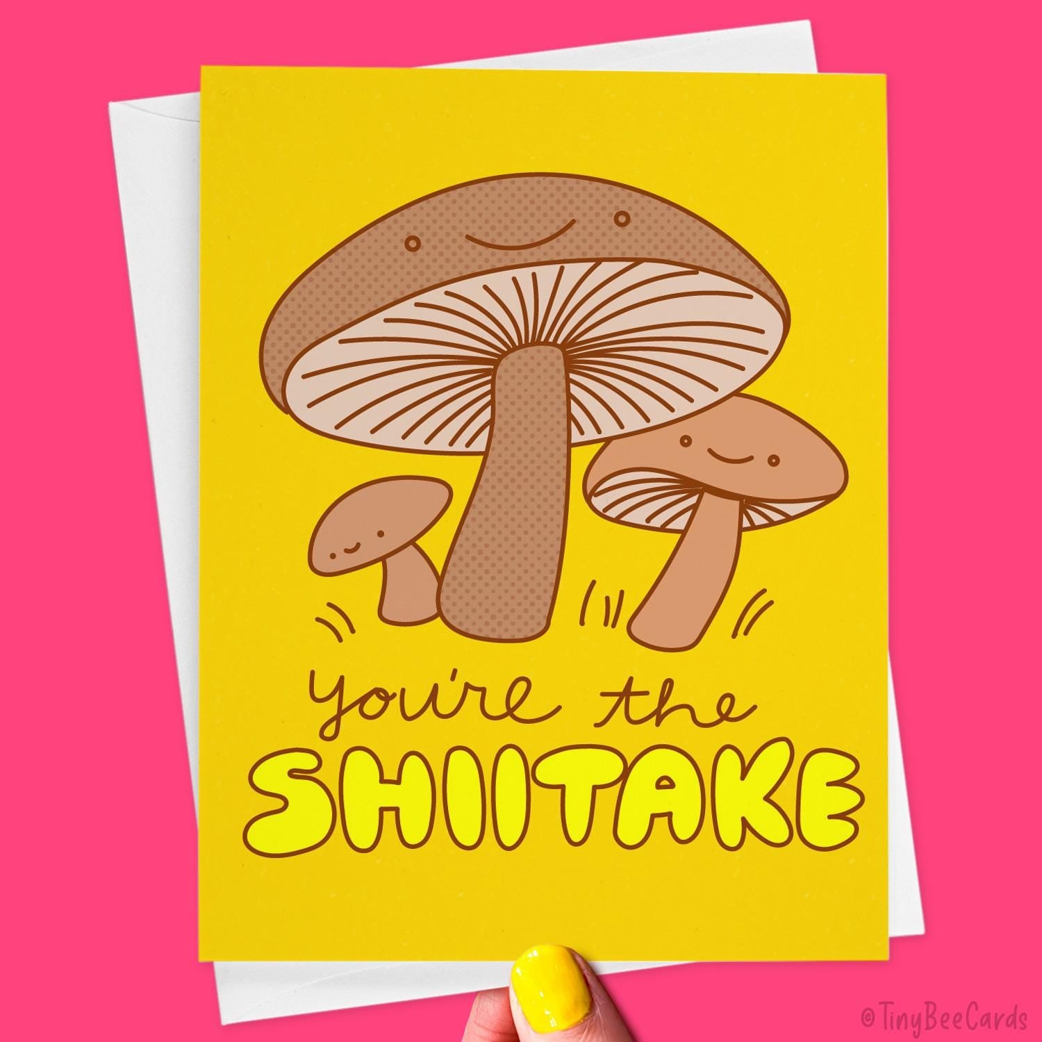 Mushrooms Love card "You're the Shiitake!" - Funny Valentine Anniversary Love Card for Foodies