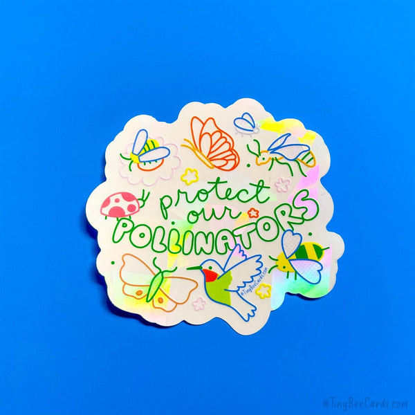 Protect our Pollinators Suncatcher Decal - Rainbow Maker, Bug Lover Nature Repositionable Window Cling Sticker
