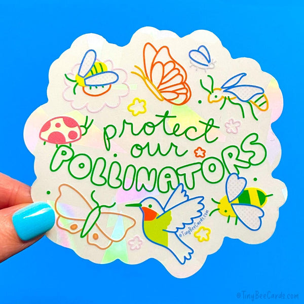Protect our Pollinators Suncatcher Decal - Rainbow Maker, Bug Lover Nature Repositionable Window Cling Sticker