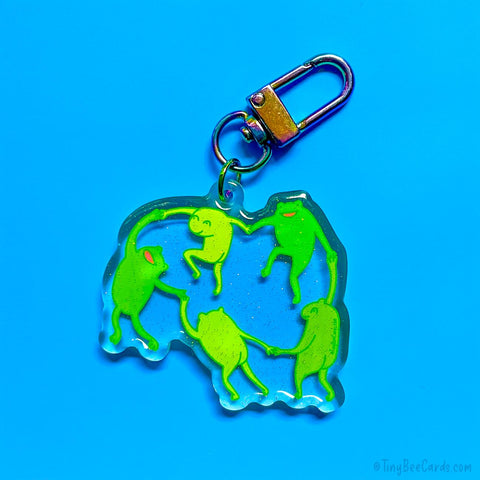 Matisse The Dance Frogs Glitter Acrylic Keychain
