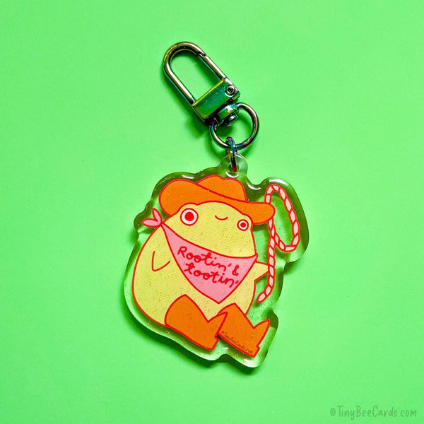 Cowboy Frog Glitter Acrylic Keychain - Rootin' and Tootin' Bag Charm