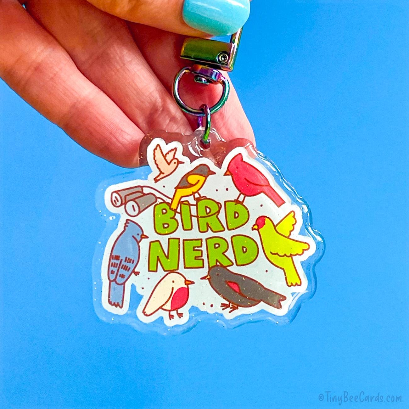Bird Nerd Glitter Acrylic Keychain