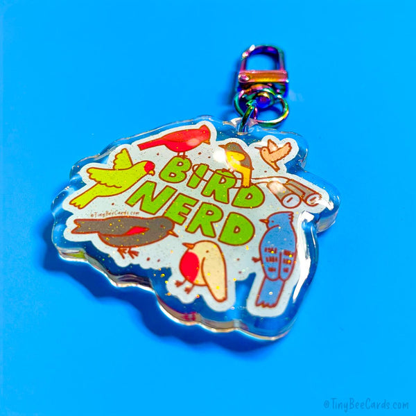 Bird Nerd Glitter Acrylic Keychain