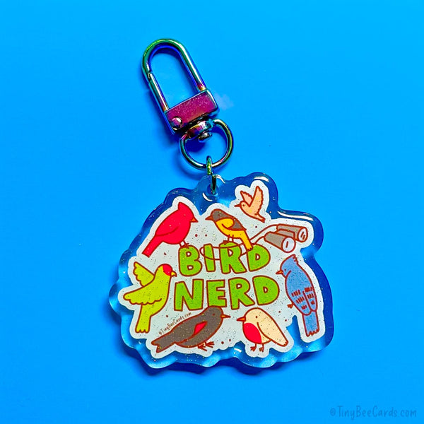 Bird Nerd Glitter Acrylic Keychain