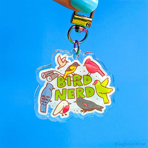 Bird Nerd Glitter Acrylic Keychain