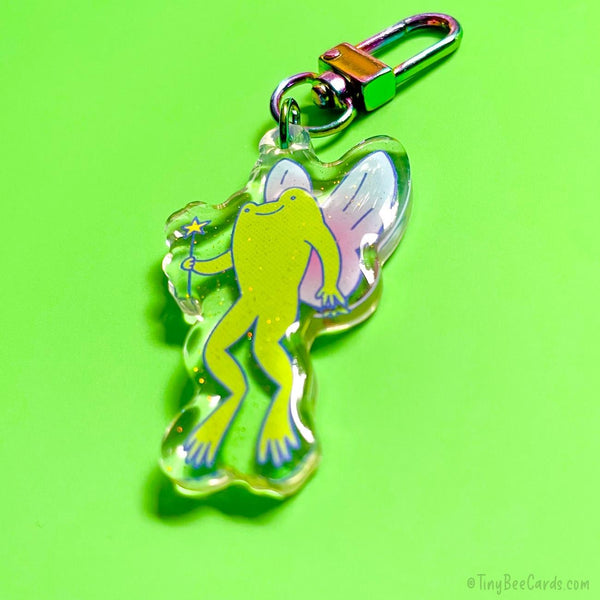 Fairy Frog Glitter Whimsical Acrylic Keychain