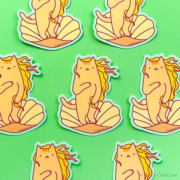 Birth Of Venus Cat Classic Art Vinyl Sticker