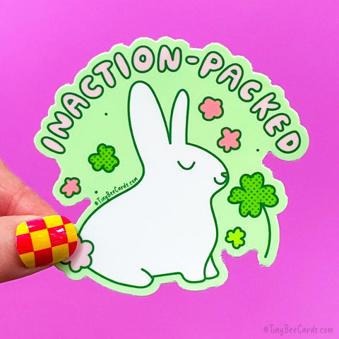 Inaction Packed Bunny Vinyl Sticker