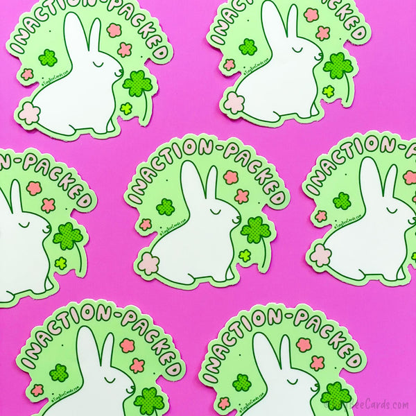 Inaction Packed Bunny Vinyl Sticker