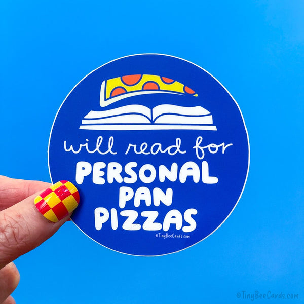 Reading for Personal Pan Pizzas 80s Kid Millennial Vinyl Sticker