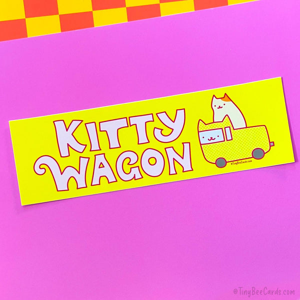 Kitty Wagon Vinyl Bumper Sticker