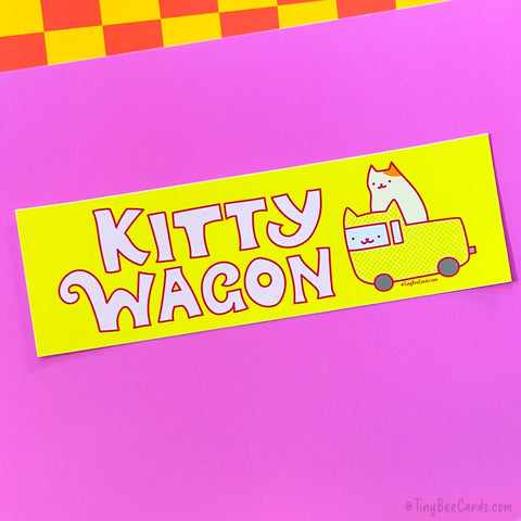 Kitty Wagon Vinyl Bumper Sticker