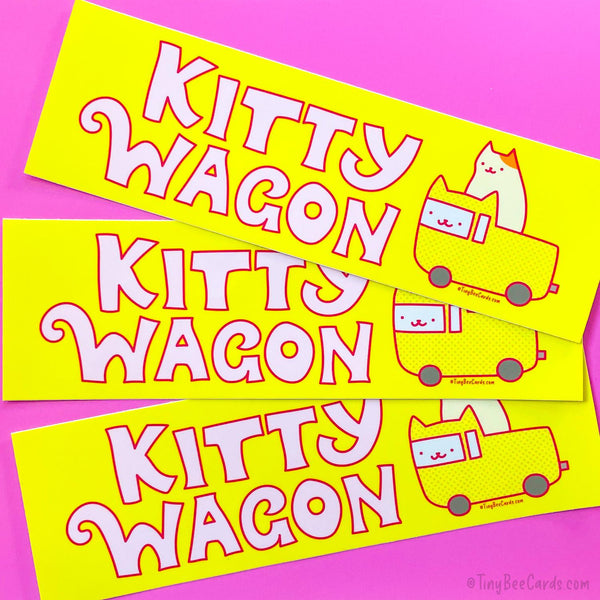 Kitty Wagon Vinyl Bumper Sticker