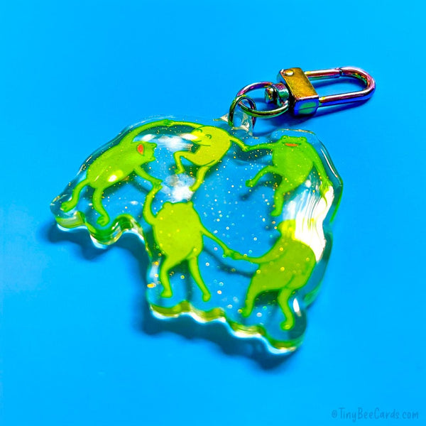 Matisse The Dance Frogs Glitter Acrylic Keychain