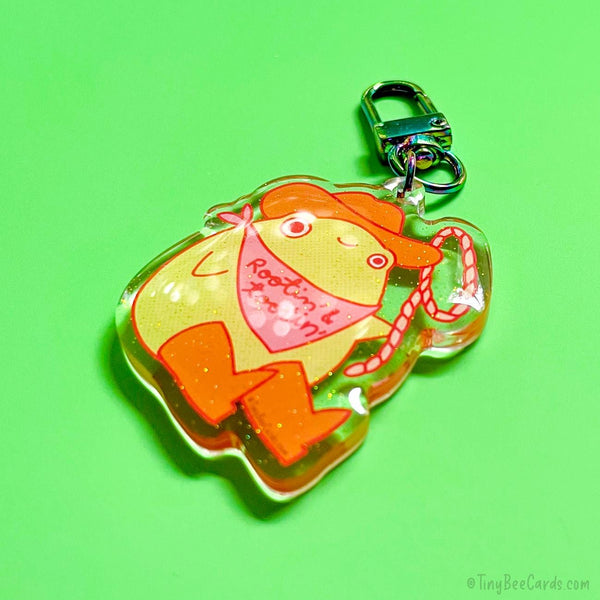 Cowboy Frog Glitter Acrylic Keychain - Rootin' and Tootin' Bag Charm