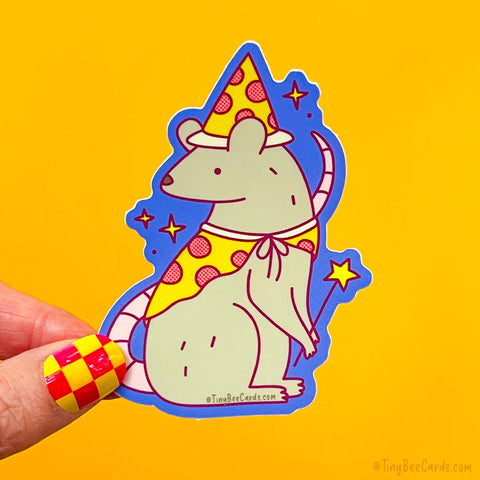 Magical Pizza Rat Wizard Vinyl Sticker