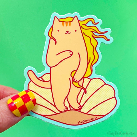 Birth Of Venus Cat Classic Art Vinyl Sticker