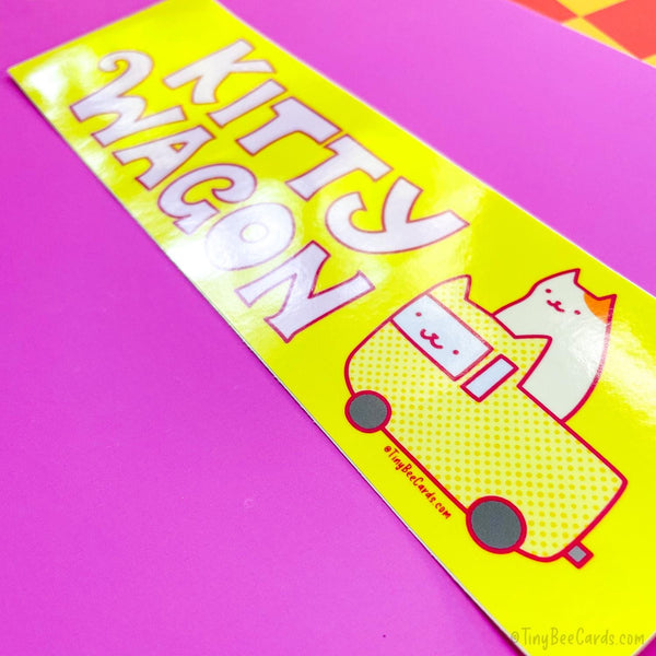 Kitty Wagon Vinyl Bumper Sticker