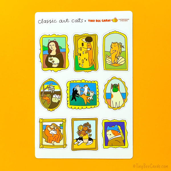 Classic Art Cats Vinyl Sticker Sheet